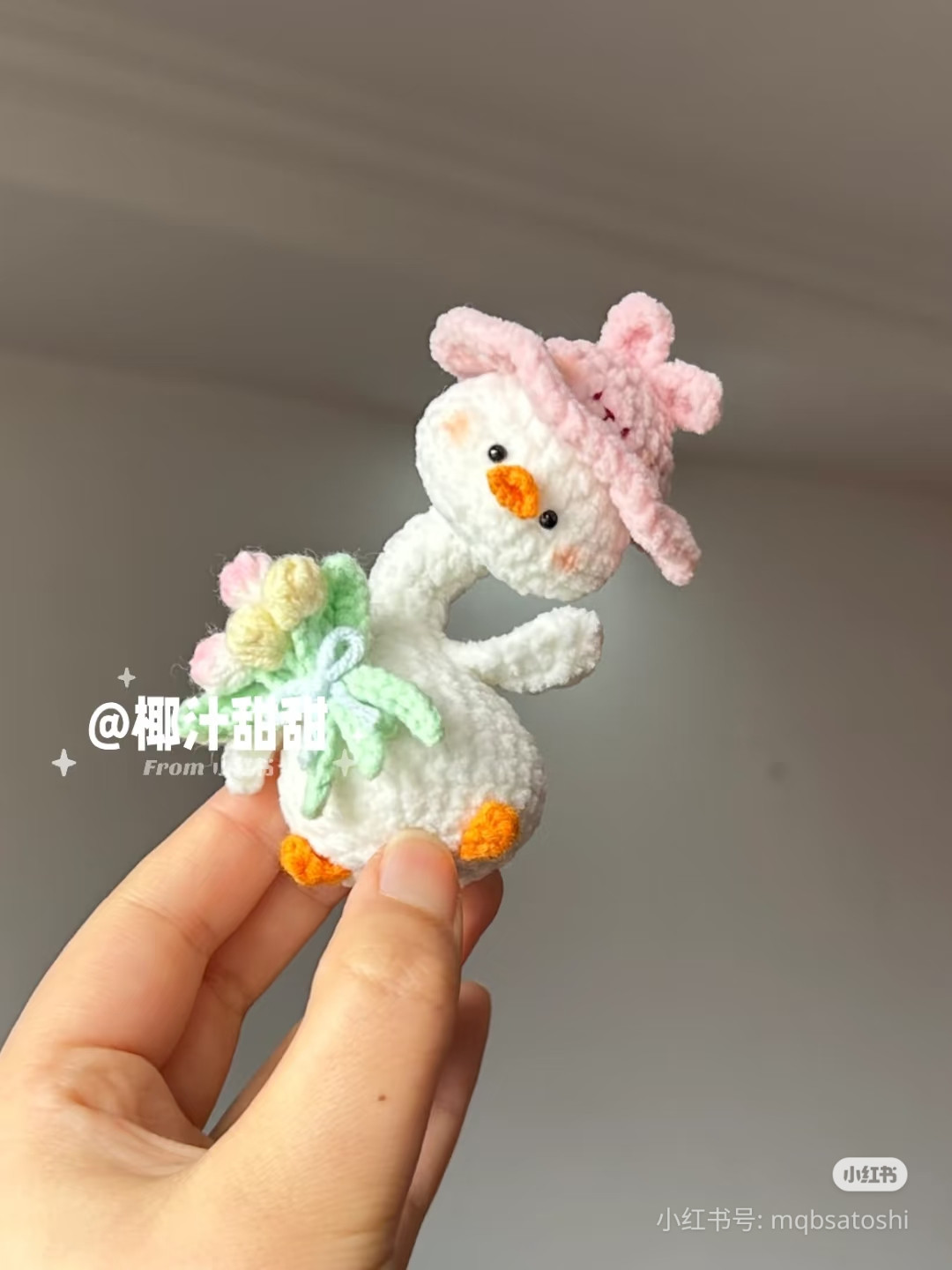 Crochet Pattern for Cute Flower-Holding Goose Doll