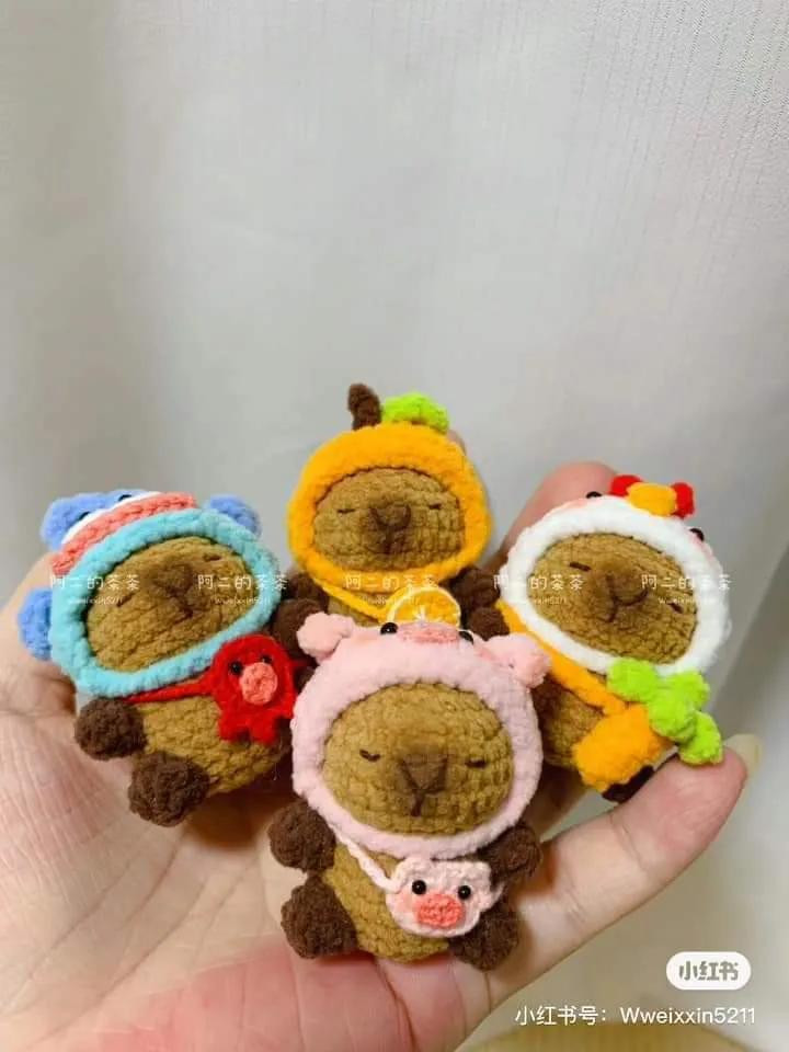 Crochet Pattern for Cute Fruit and Animal Hooded Amigurumi Dolls