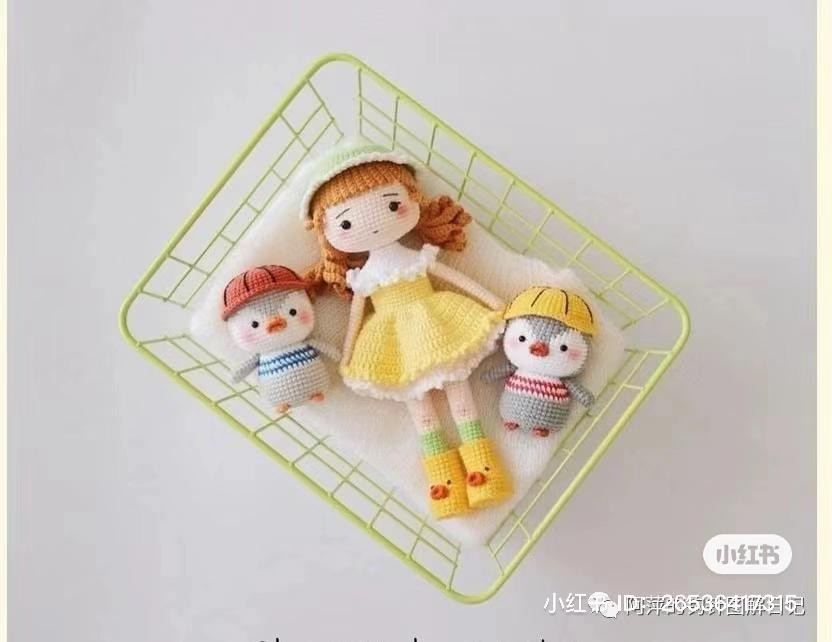 Crochet Pattern for Cute Girl Doll with Yellow Dress and Duck Boots