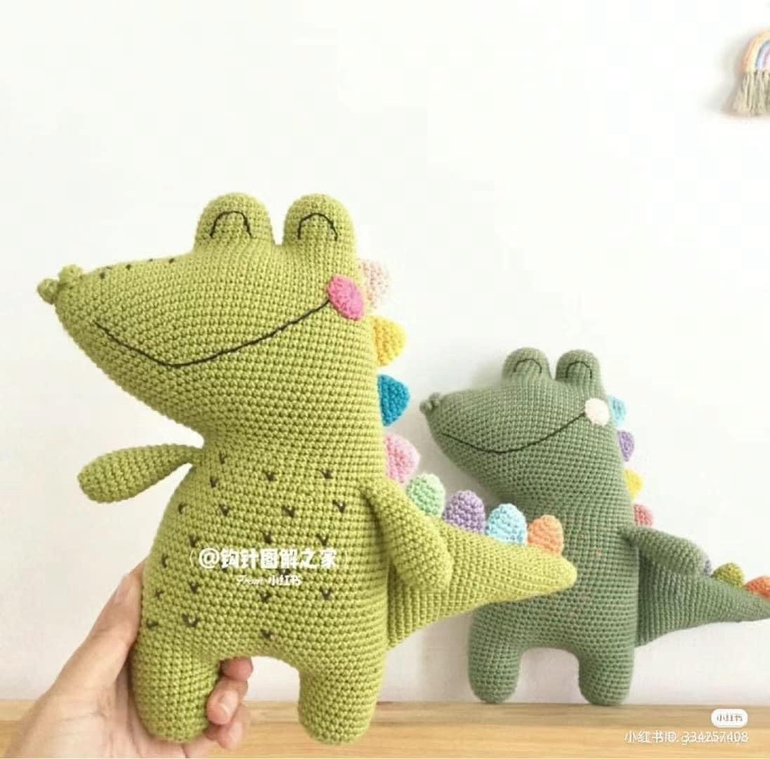 Crochet Pattern for Cute Green Crocodile Amigurumi Doll