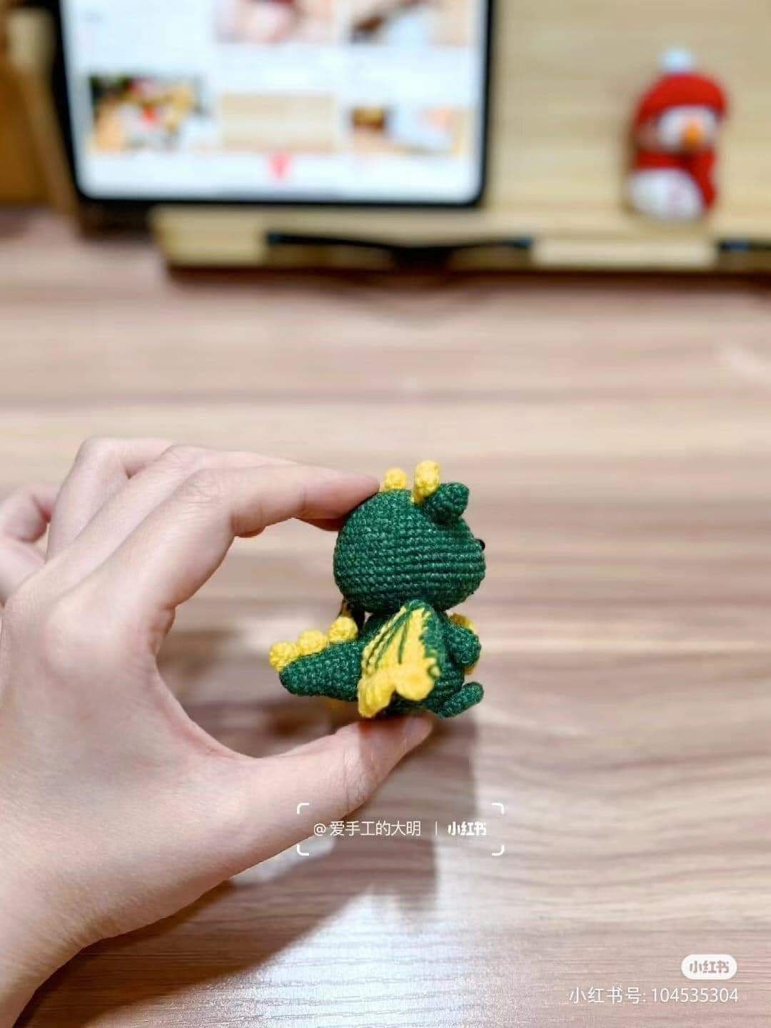 Crochet Pattern for Cute Green Dragon Amigurumi Doll