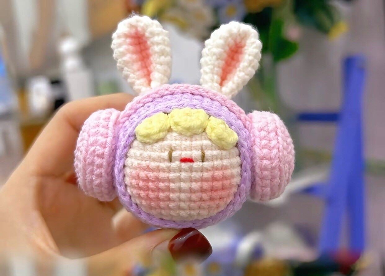 Crochet Pattern for Cute Headphones Bunny Amigurumi Doll
