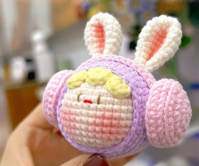 Crochet Pattern for Cute Headphones Bunny Amigurumi Doll