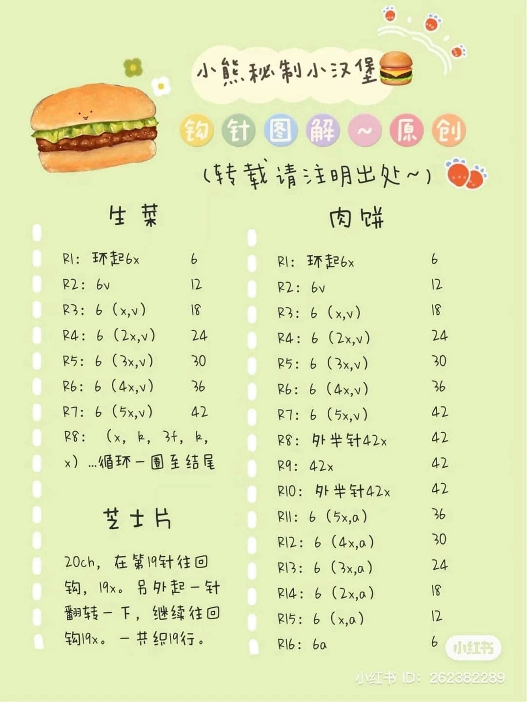 Crochet Pattern for Cute Little Bear Hamburger Amigurumi