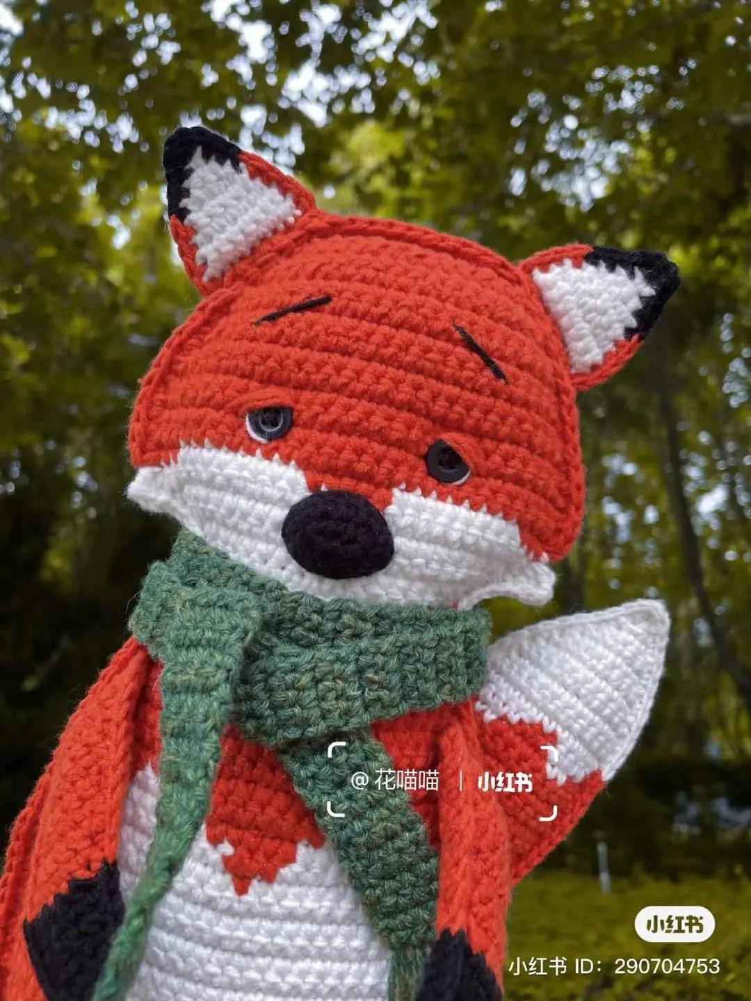 Crochet Pattern for Cute Little Fox Cushion with Green Scarf - Amigurumi Tutorial