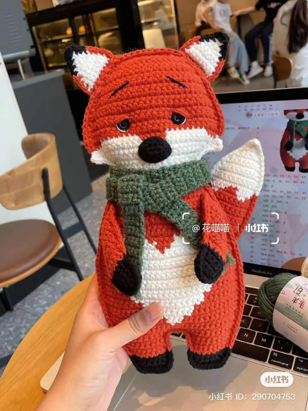Crochet Pattern for Cute Little Fox Cushion with Green Scarf - Amigurumi Tutorial