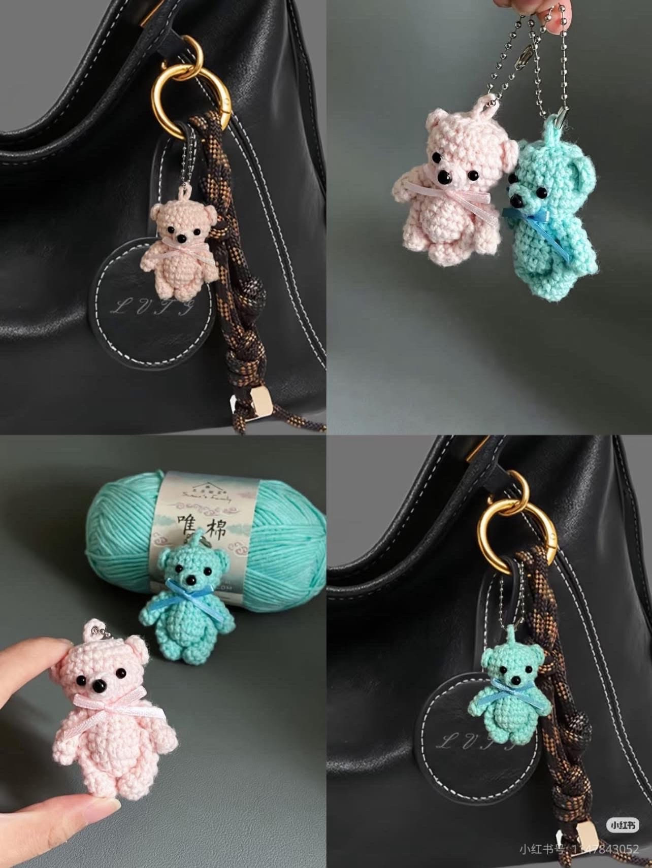 Crochet Pattern for Cute Mini Couple Bears Keychains