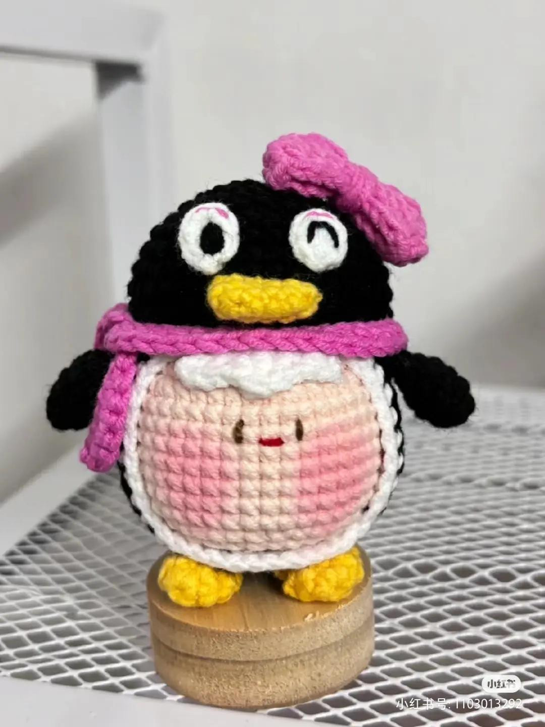 Crochet Pattern for Cute Mochi Penguin Doll with Bow and Scarf