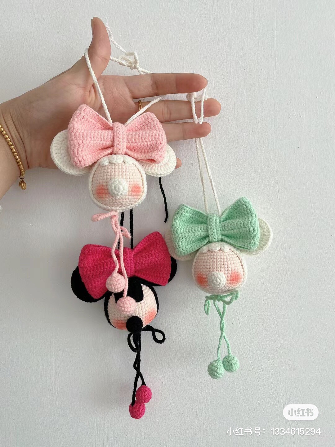 Crochet Pattern for Cute Mouse Doll Keychain with Bow