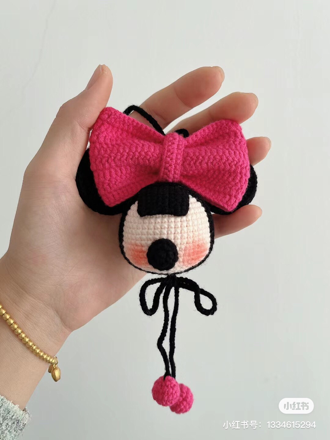 Crochet Pattern for Cute Mouse Doll Keychain with Bow