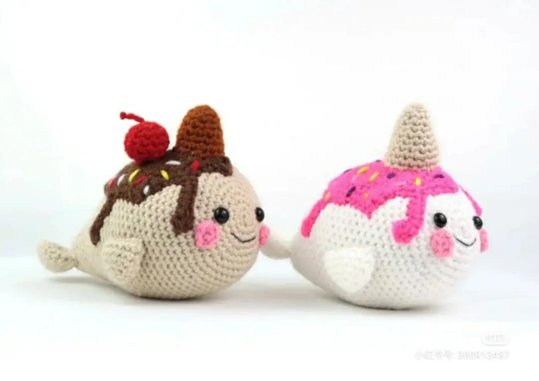 Crochet Pattern for Cute Narwhal Ice Cream Amigurumi Dolls