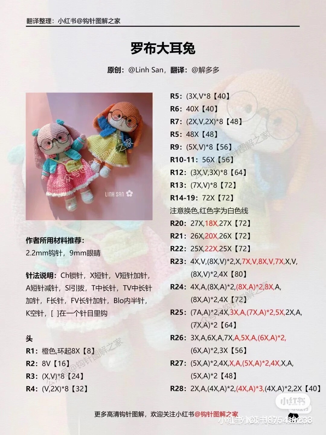 Crochet Pattern for Cute Orange Bunny Doll with Yellow Dress and Blue Jacket