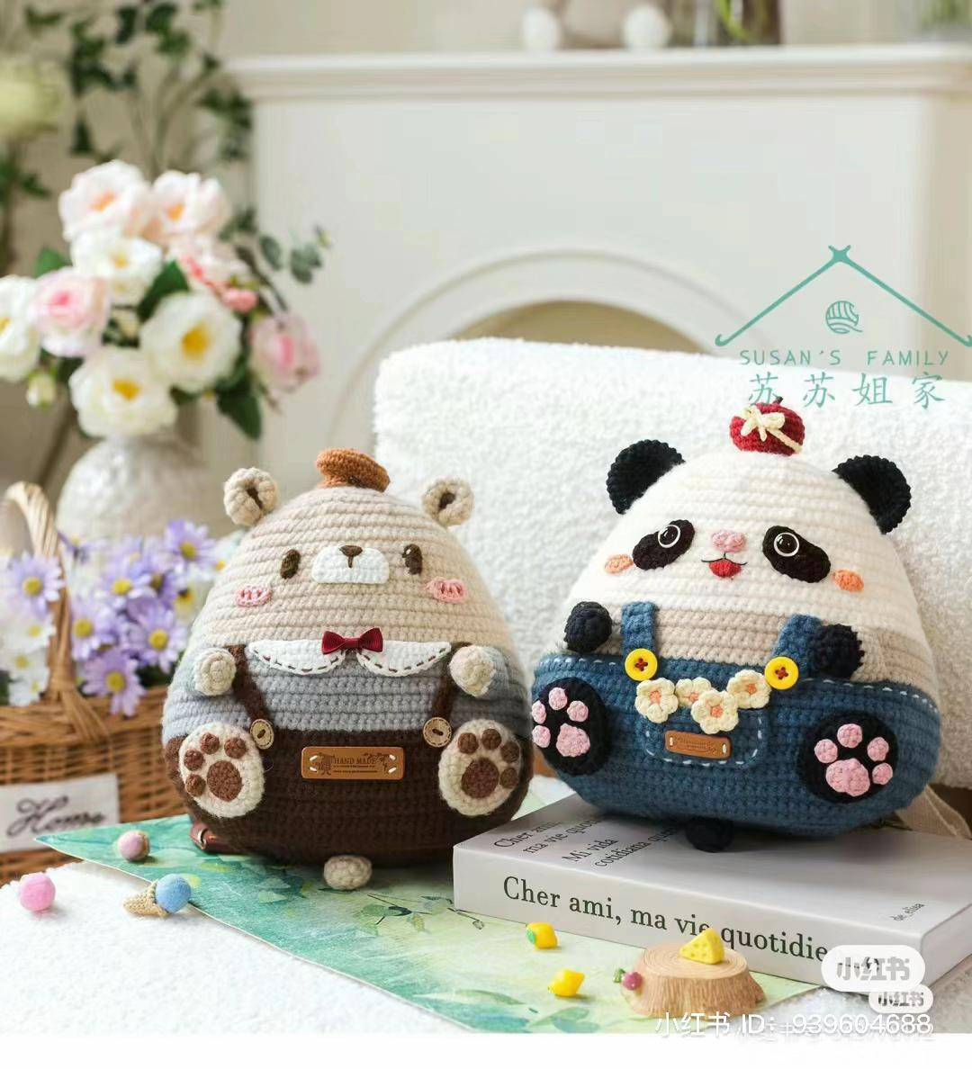 Crochet Pattern for Cute Panda and Bear Backpacks with Detailed Instructions