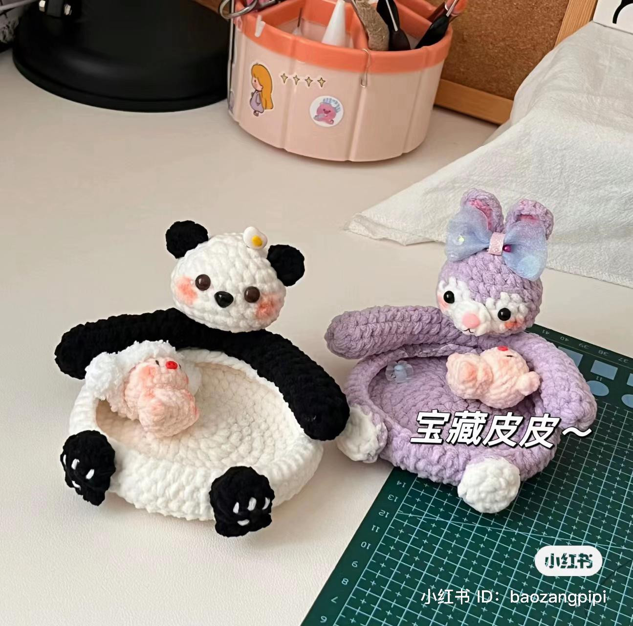 Crochet Pattern for Cute Panda and Bunny Stuffed Toys