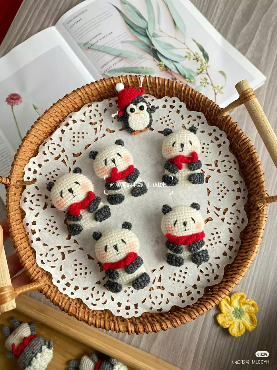 Crochet Pattern for Cute Panda and Penguin Brooches