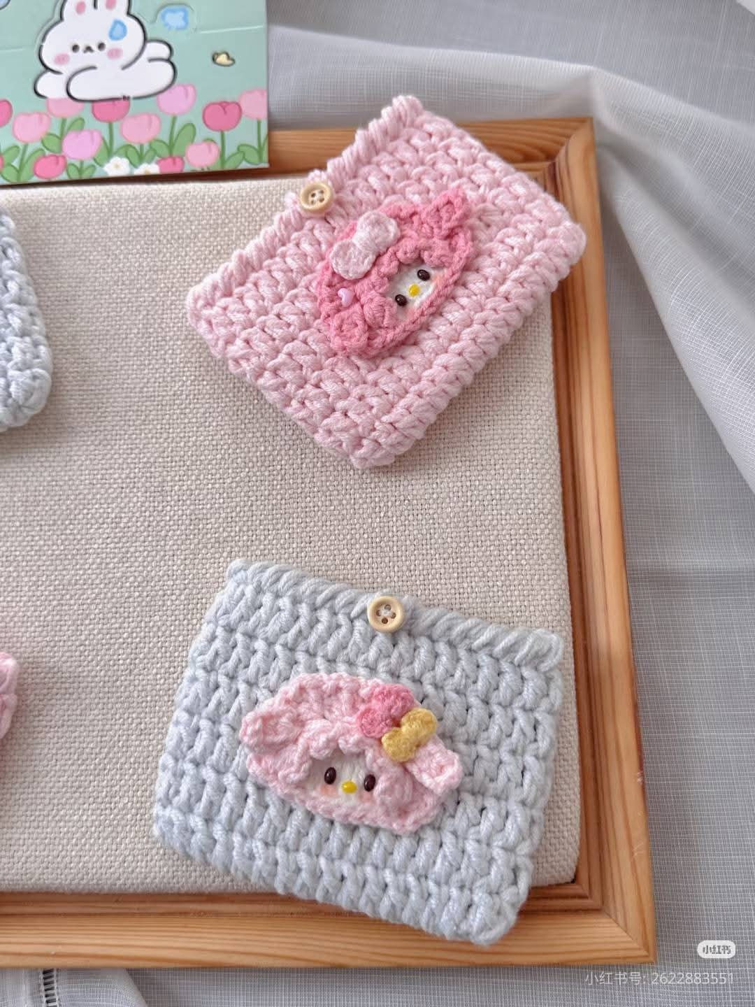 Crochet Pattern for Cute Pastel Character Coin Pouches with Bow