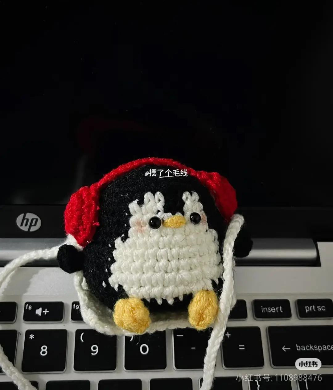 Crochet Pattern for Cute Penguin on Swing with Red Earmuffs