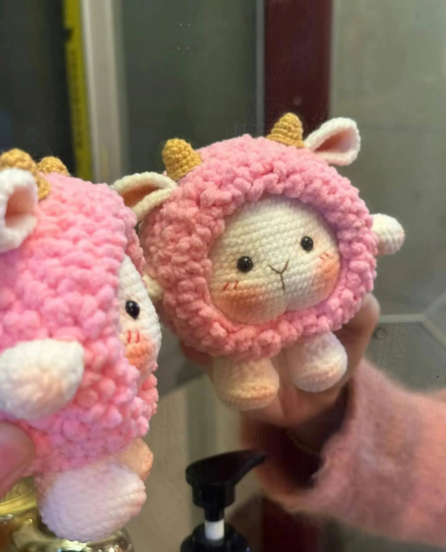 Crochet Pattern for Cute Pink Dongdong Sheep Amigurumi