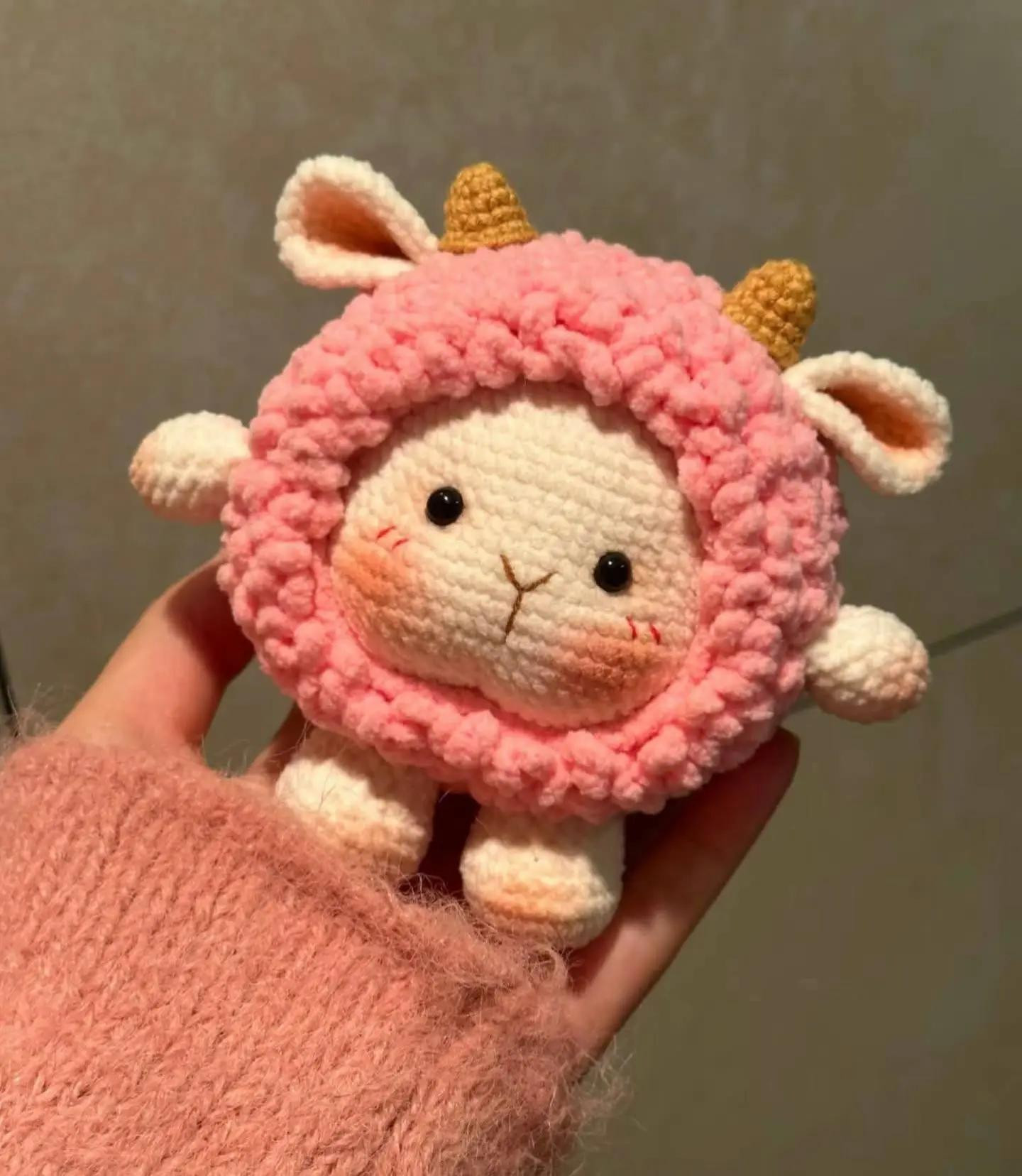 Crochet Pattern for Cute Pink Dongdong Sheep Amigurumi