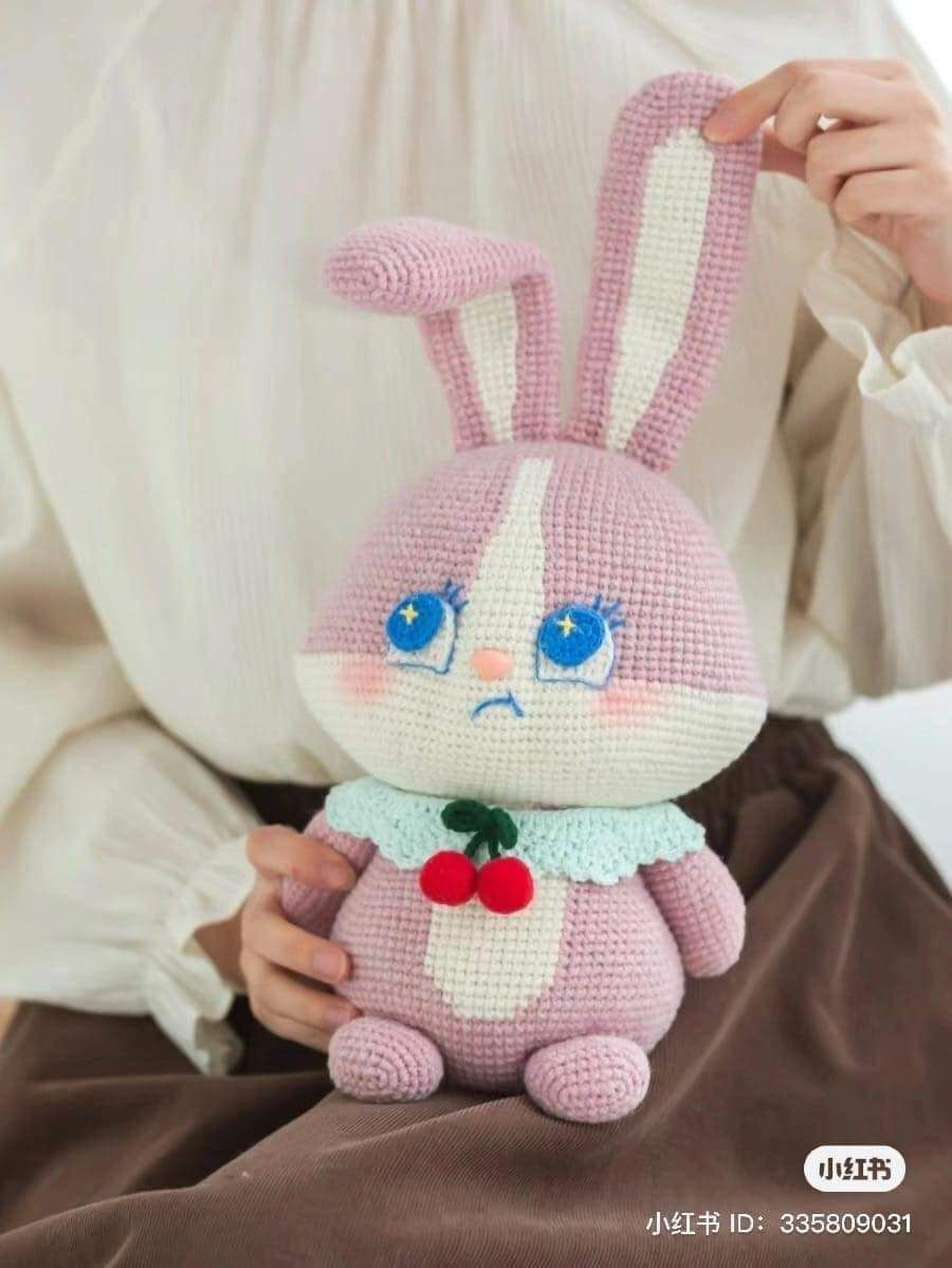 Crochet Pattern for Cute Pink Rabbit Amigurumi Doll