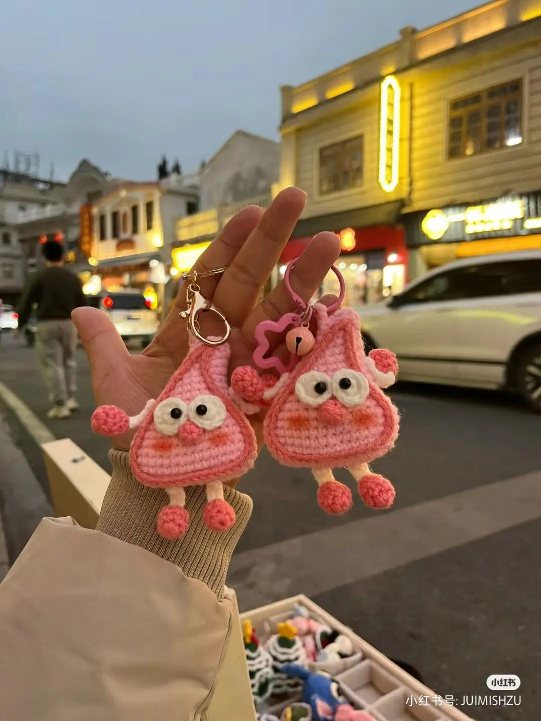 Crochet Pattern for Cute Pink Triangle Character Keychain
