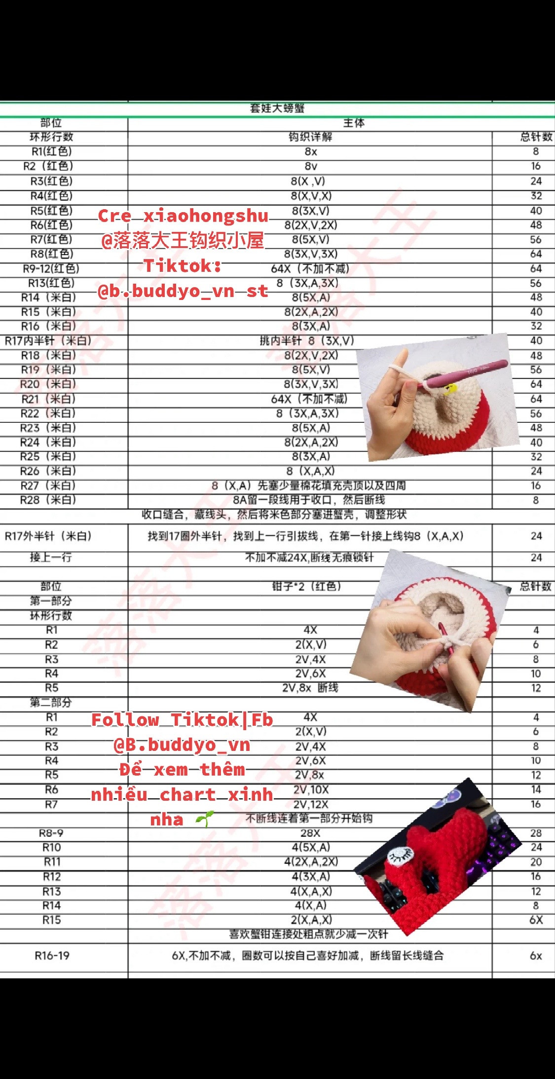 Crochet Pattern for Cute Red Plush Crab Doll