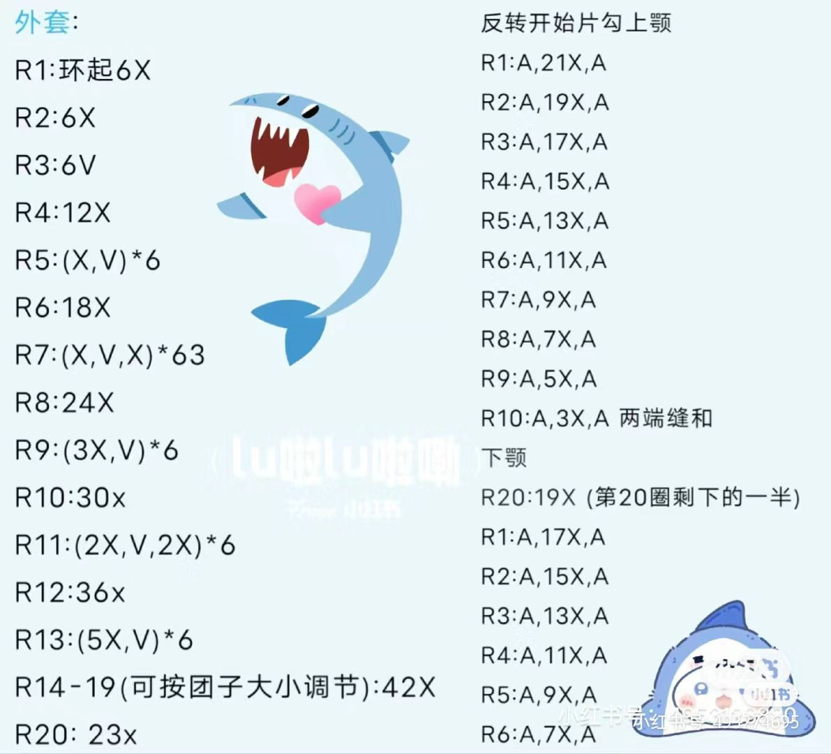 Crochet Pattern for Cute Shark Amigurumi Doll