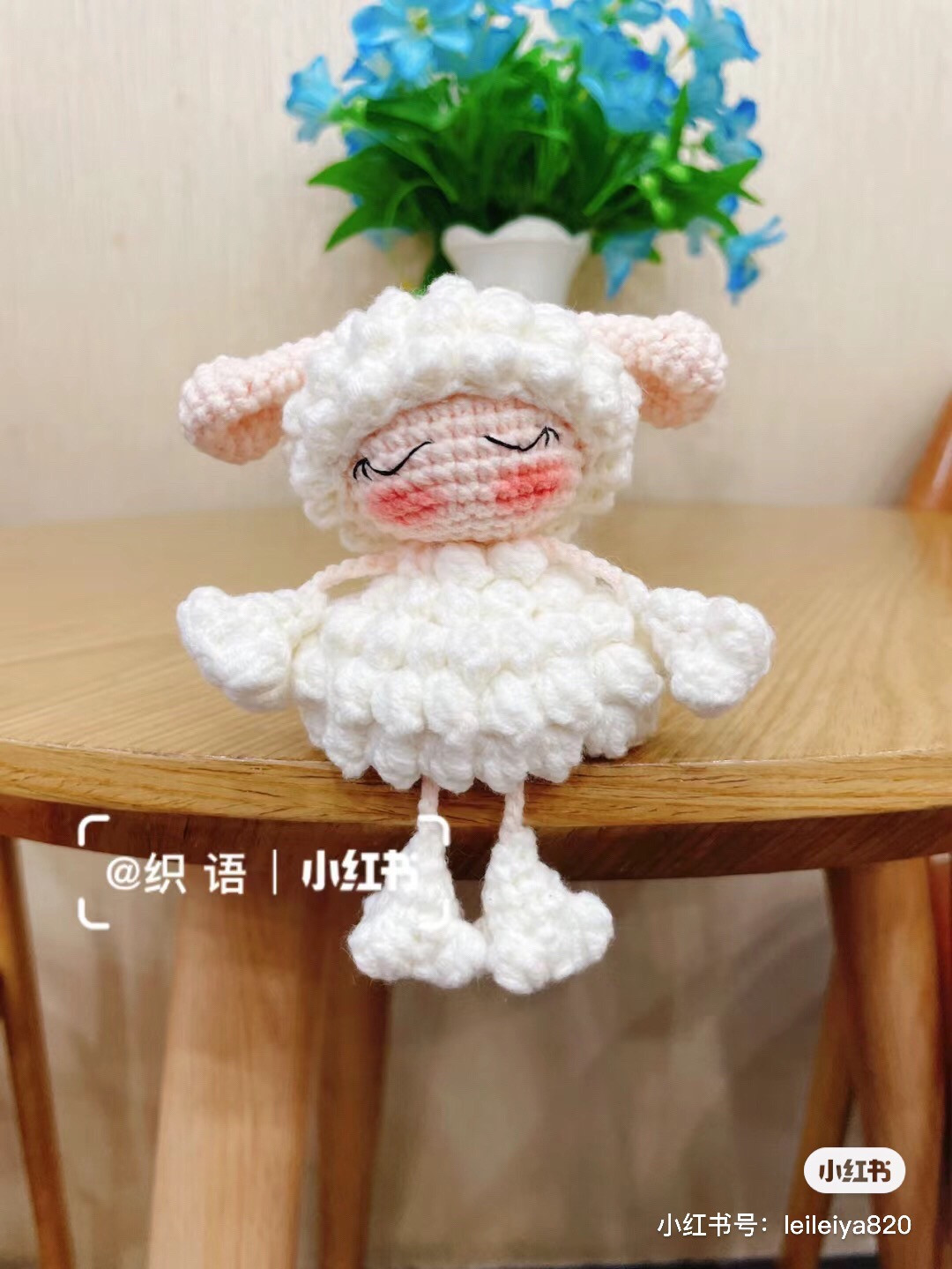 Crochet Pattern for Cute Sheep Amigurumi Doll with Popcorn Stitch