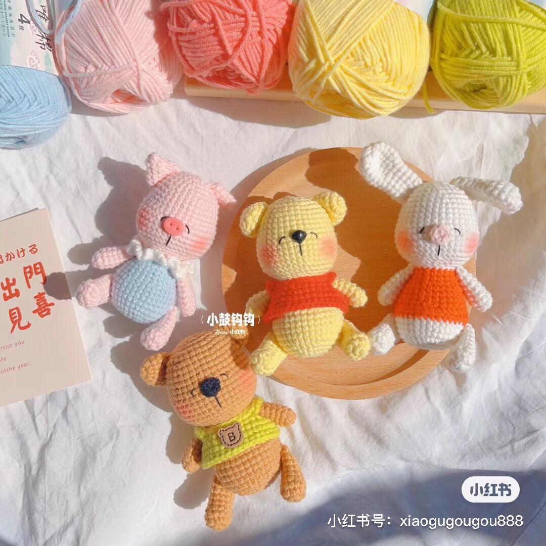 Crochet Pattern for Cute Sleeping Pig and Rabbit Amigurumi Dolls