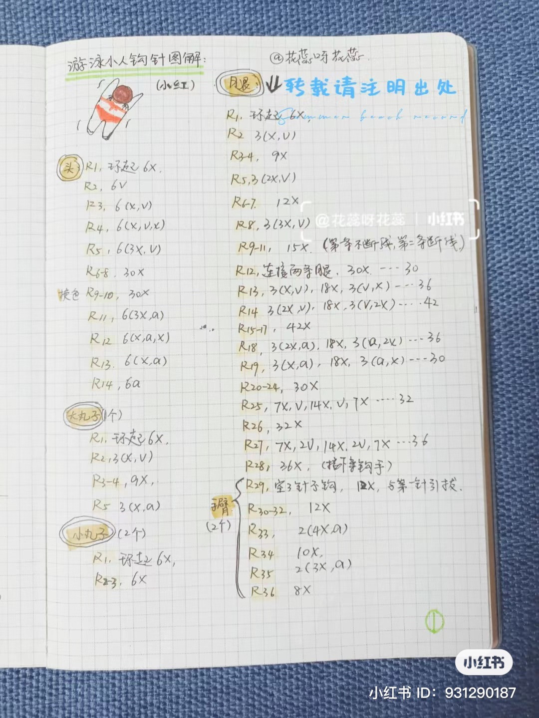 Crochet Pattern for Cute Swimming Doll Amigurumi with Bikini