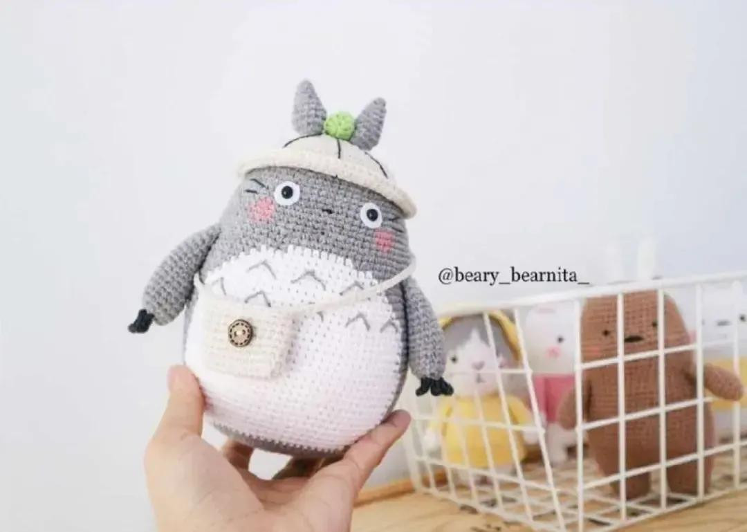 Crochet Pattern for Cute Totoro Amigurumi Doll with Hat and Bag