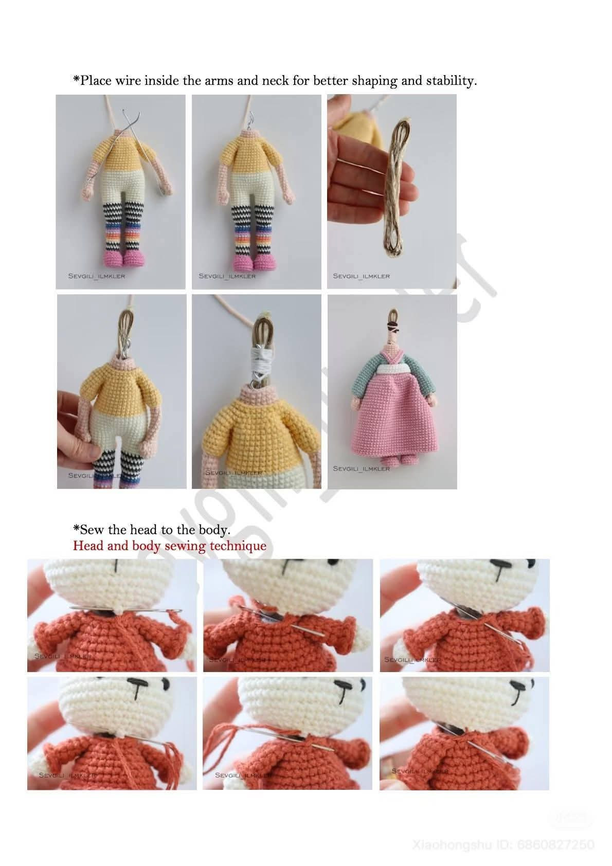 Crochet Pattern for Cute Traditional Dress Girl Doll with Flower Hair Buns