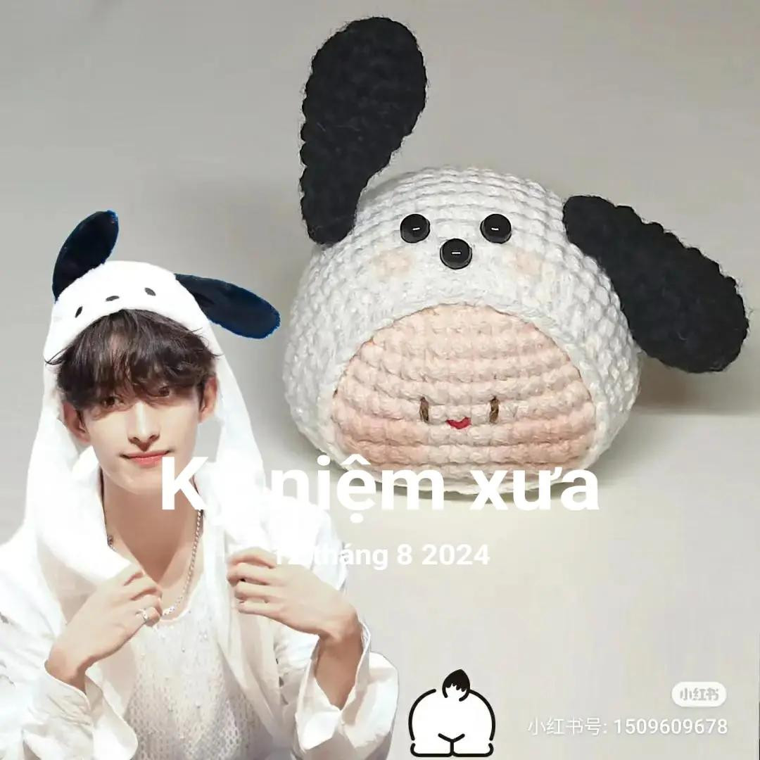 Crochet Pattern for Cute White Dog Doll with Black Ears