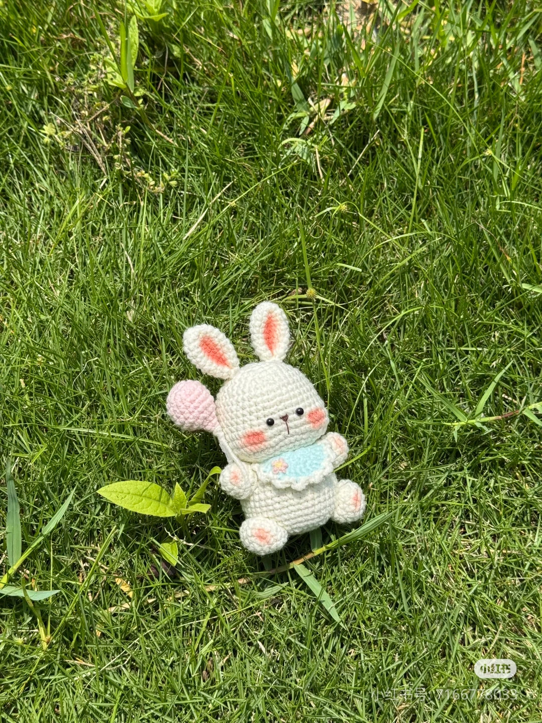 Crochet Pattern for Cute White Rabbit Amigurumi with Pink Lollipop