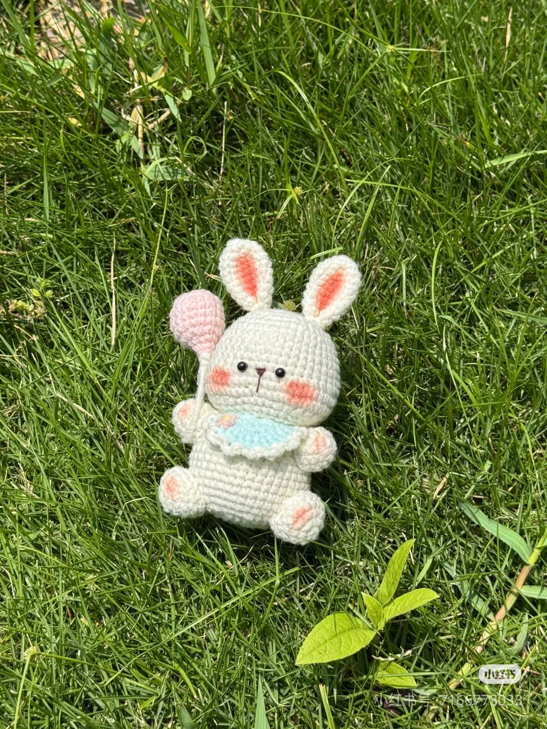 Crochet Pattern for Cute White Rabbit Amigurumi with Pink Lollipop
