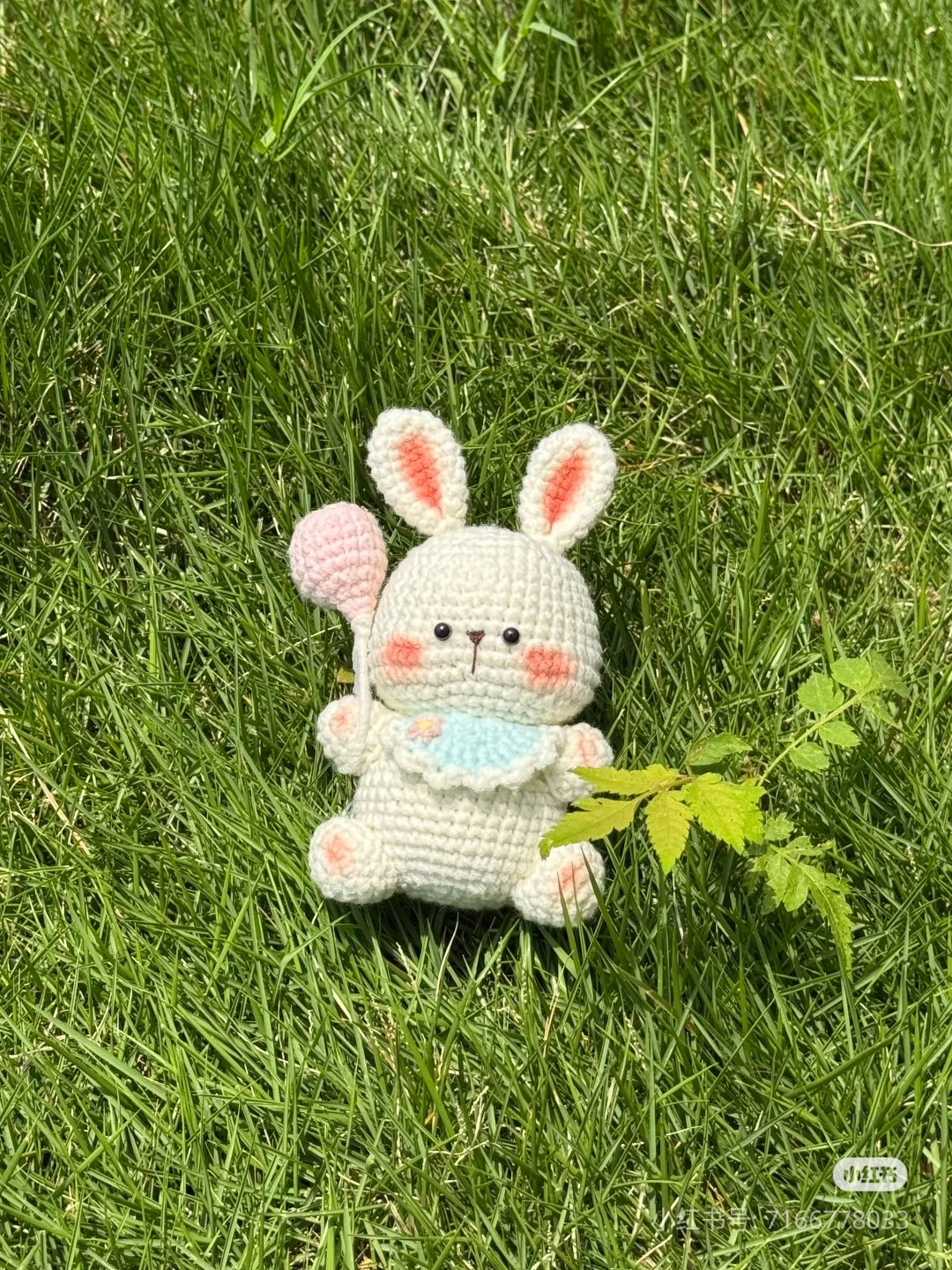 Crochet Pattern for Cute White Rabbit Amigurumi with Pink Lollipop