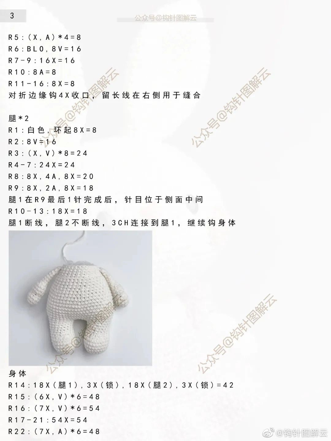 Crochet Pattern for Cute White Rabbit Doll with Purple Dress