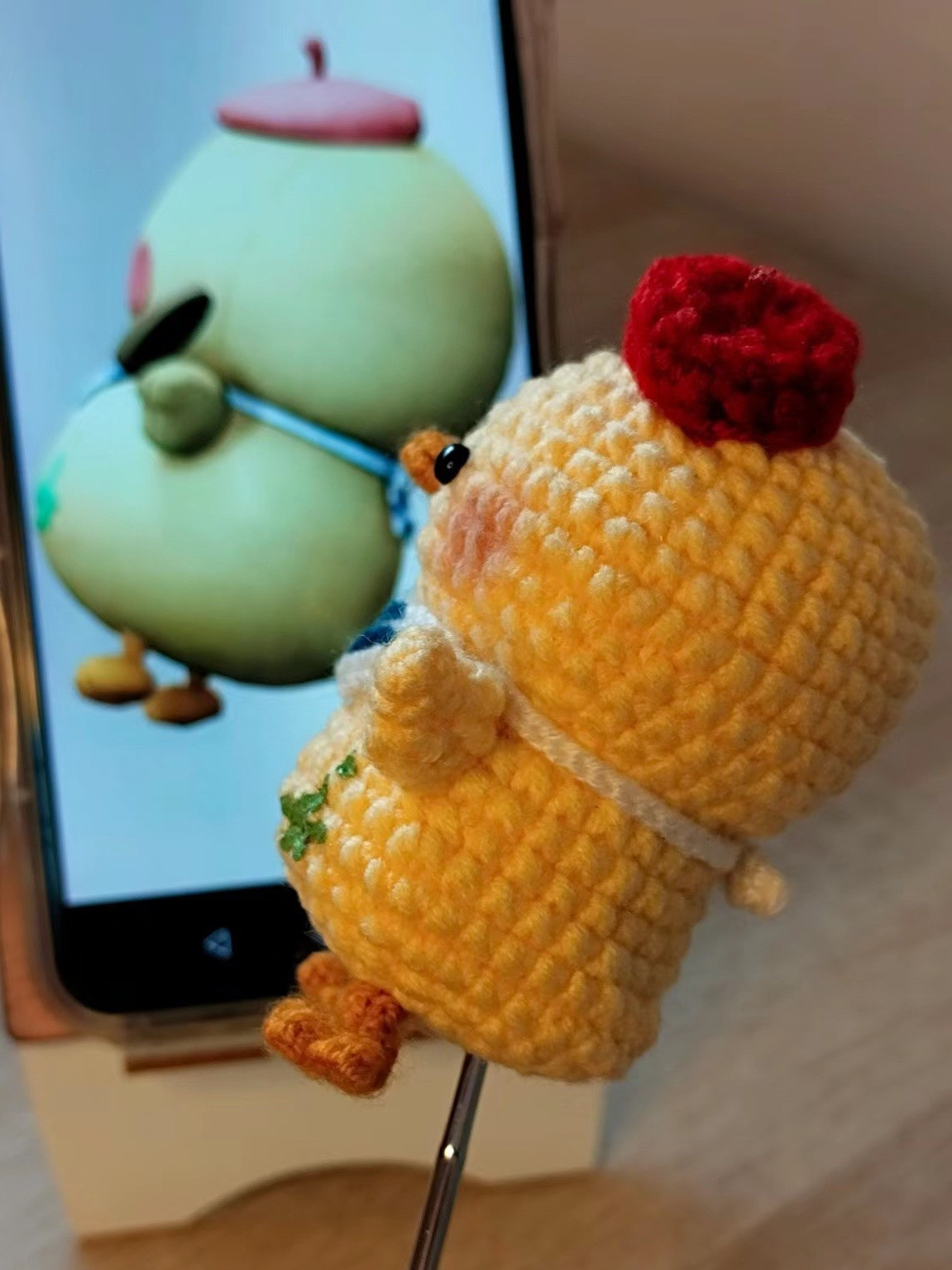 Crochet Pattern for Cute Yellow Artist Chicken Doll with Red Beret