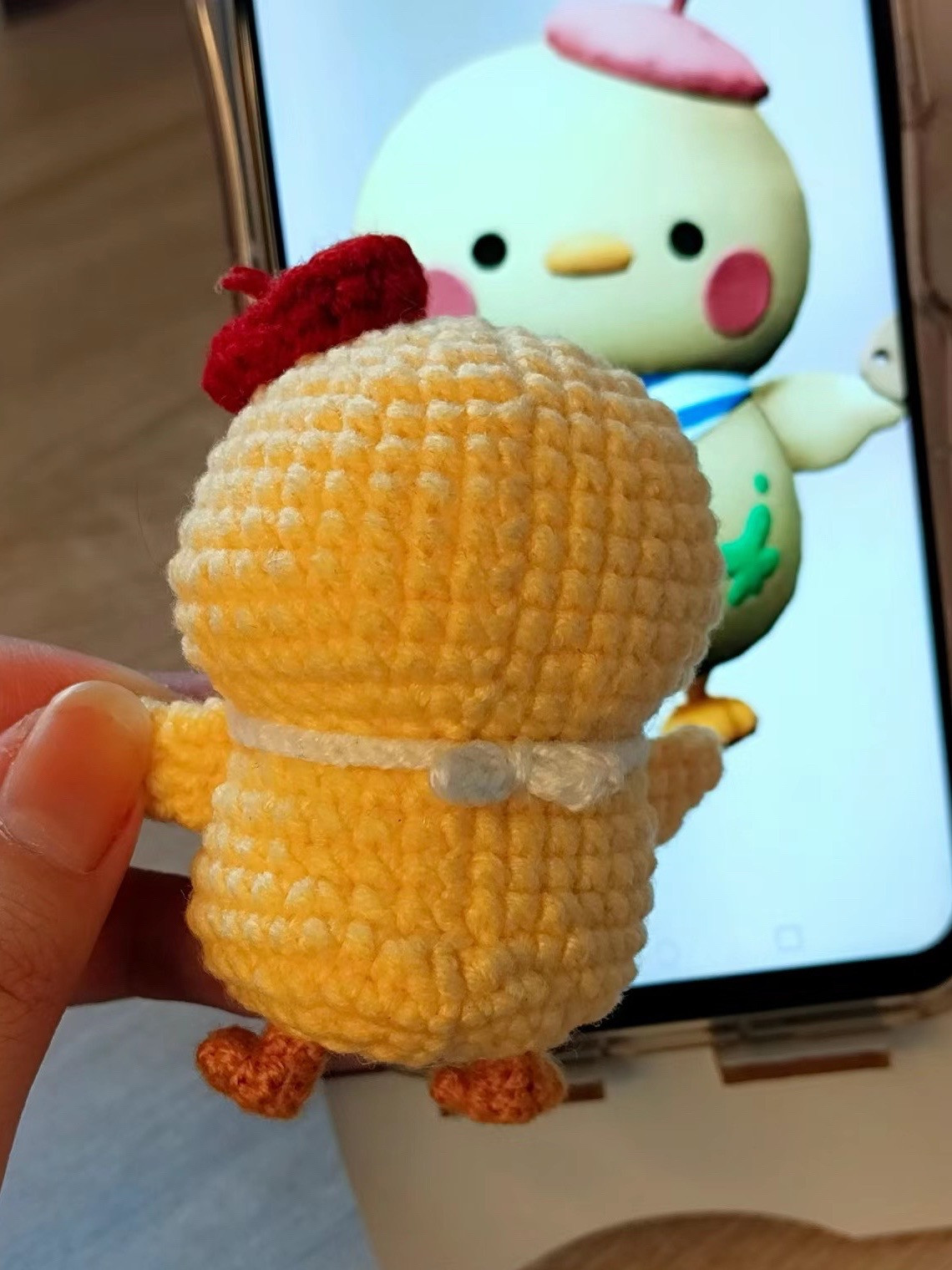 Crochet Pattern for Cute Yellow Artist Chicken Doll with Red Beret