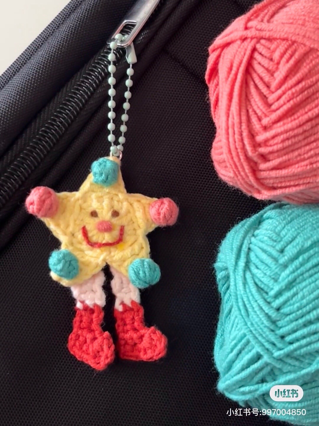 Crochet Pattern for Cute Yellow Star Amigurumi Bag Charm