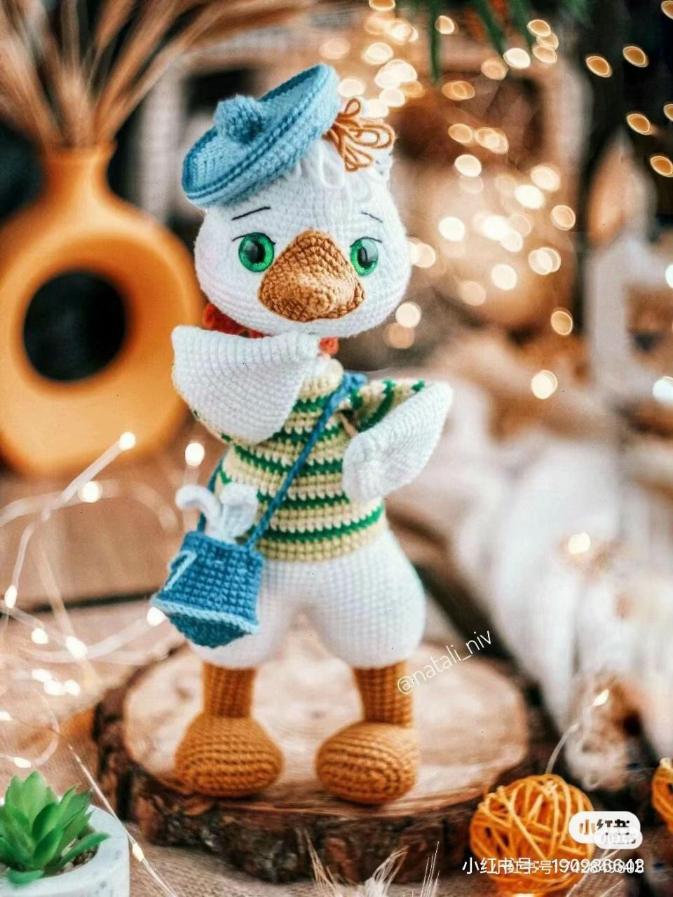 Crochet Pattern for Donald Duck Amigurumi Doll with Hat and Bag