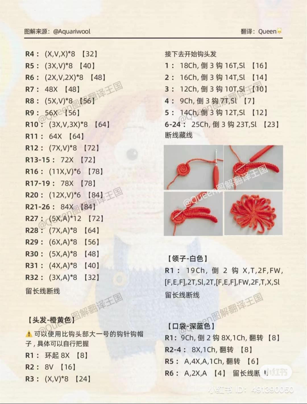 Crochet Pattern for Ellie Amigurumi Doll from Up Movie, Detailed Step-by-Step Chart