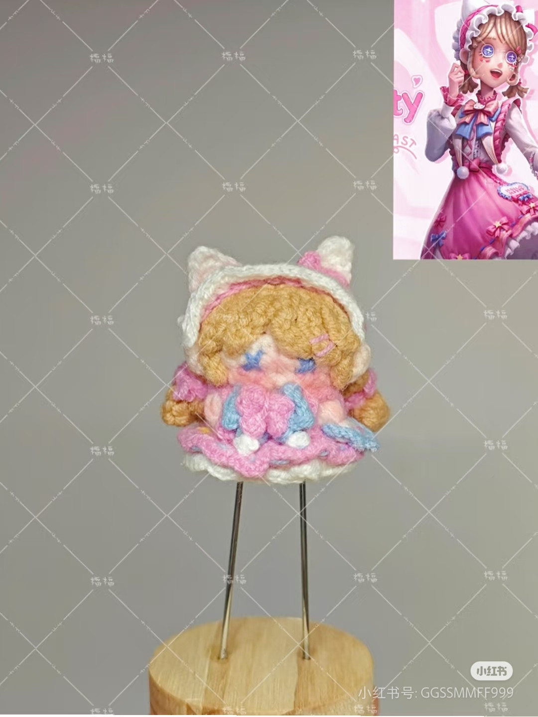 Crochet Pattern for Gardener Kitty Amigurumi Doll with Pink Dress and Cat Ears