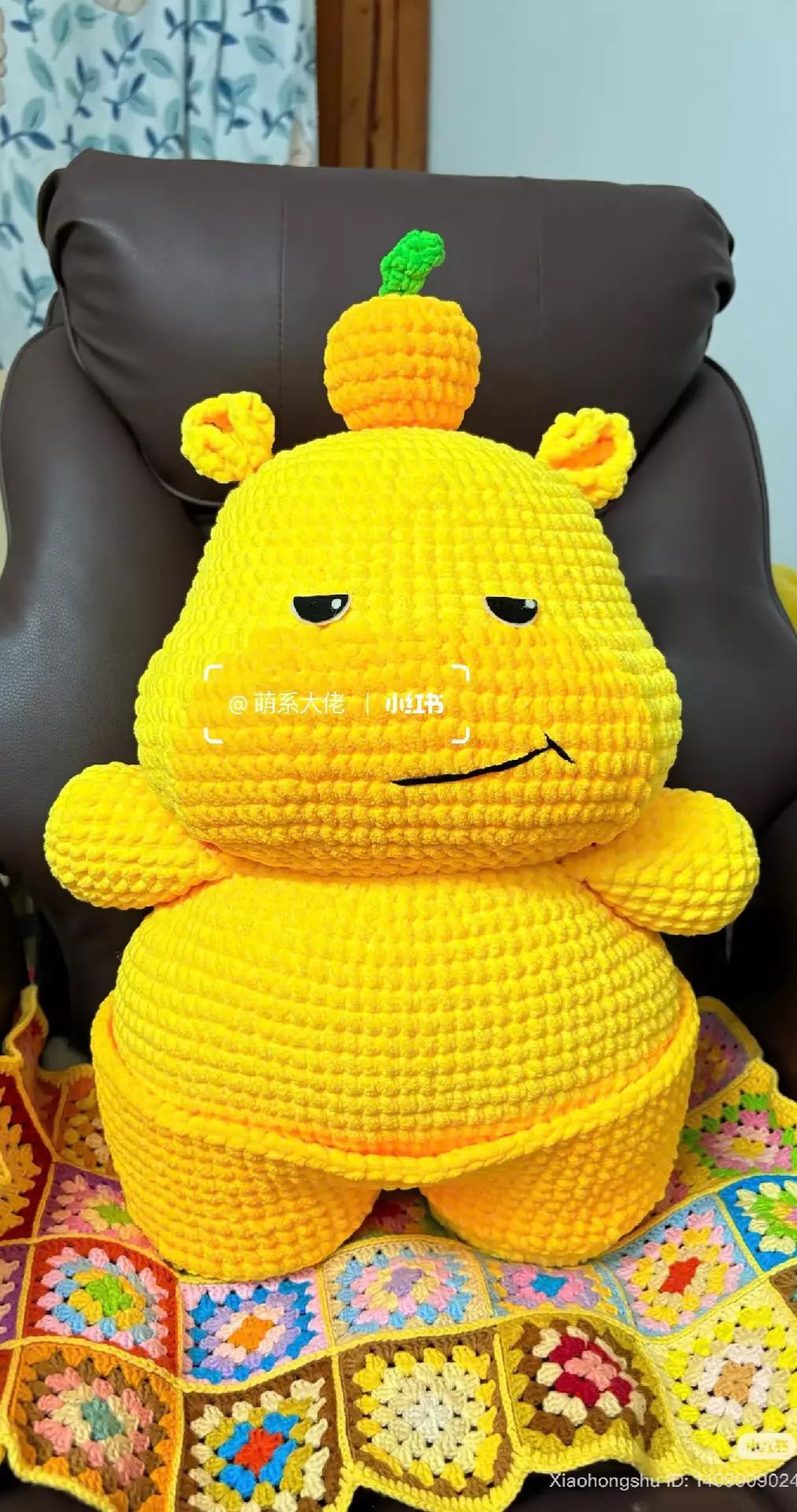 Crochet Pattern for Giant Yellow Axolotl with Orange on Head