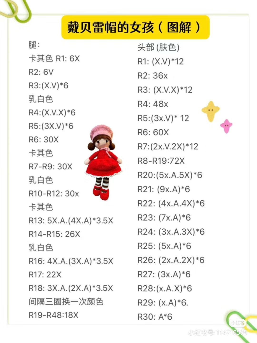 Crochet Pattern for Girl Doll with Beret Hat