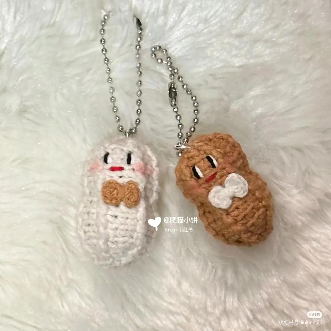 Crochet Pattern for Good Lin Peanut Keychains: Amigurumi Instructions and Chart