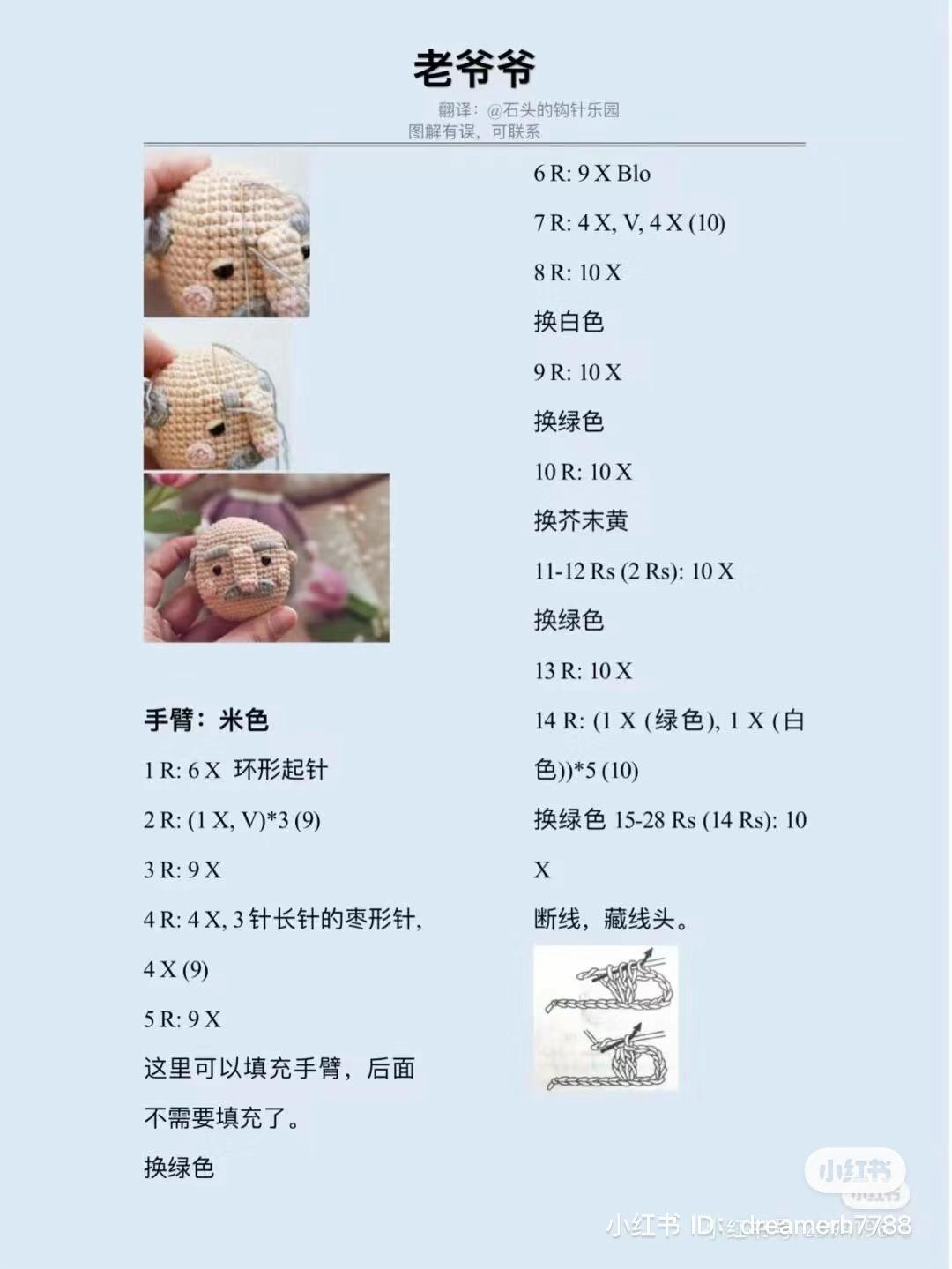 Crochet Pattern for Grandpa and Grandma Dolls with Dog