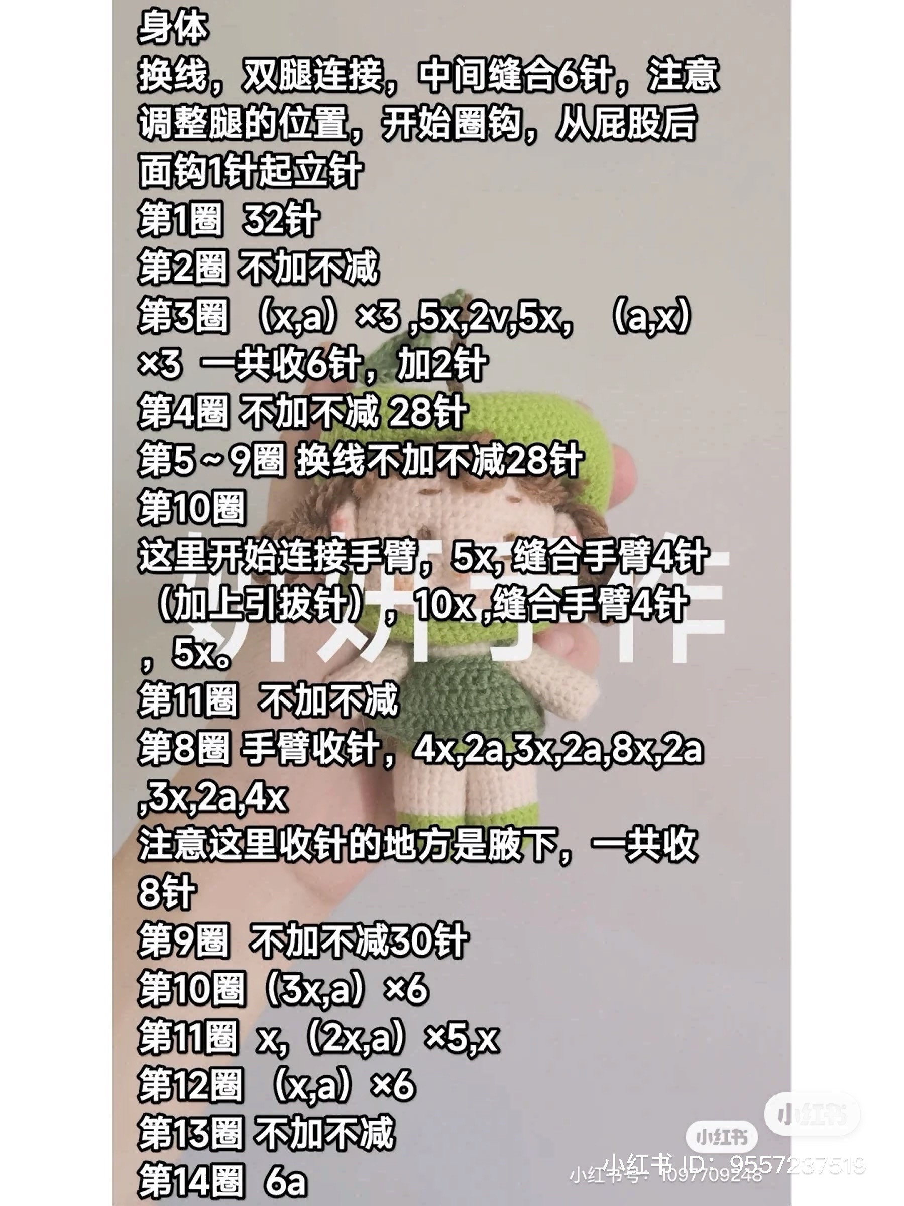 Crochet Pattern for Green Apple Girl Amigurumi Doll