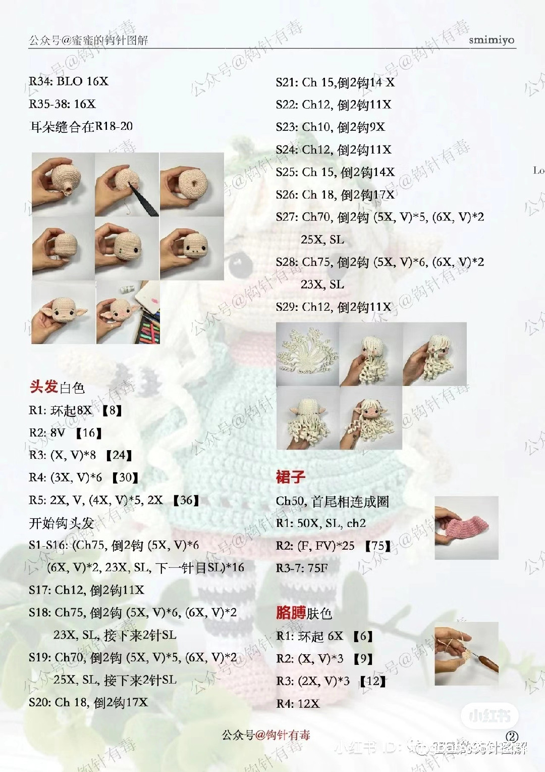 Crochet Pattern for Green Dress Elf Fairy Doll with White Hair