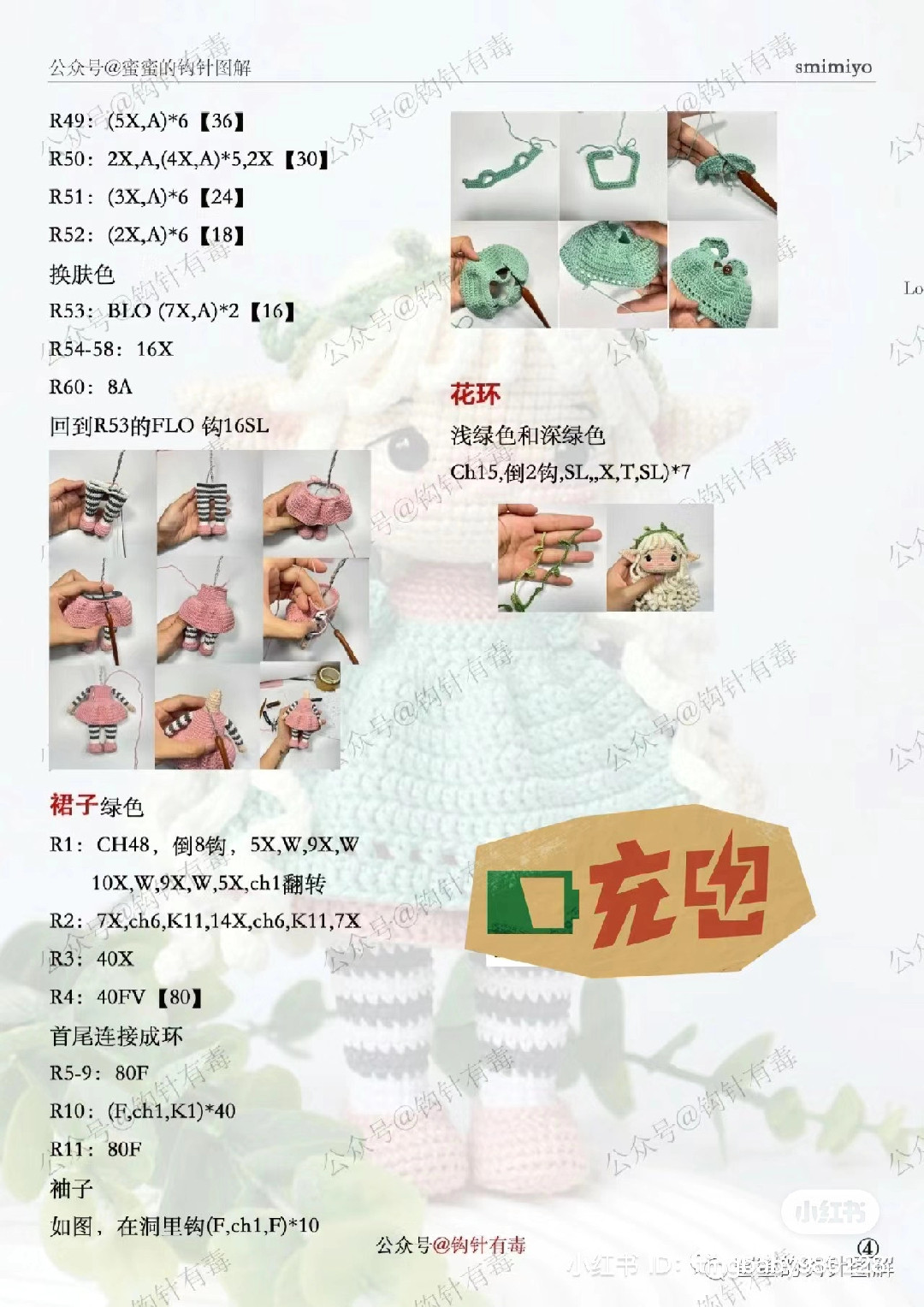 Crochet Pattern for Green Dress Elf Fairy Doll with White Hair